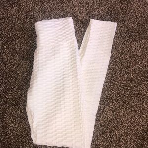 Ruched white athletic pants , small , new no tags